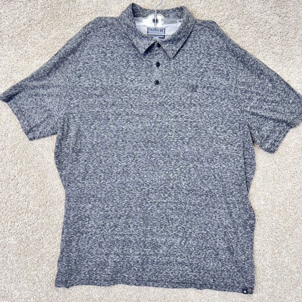 Hurley Polo Shirt Mens XL MKT0005470 Grey Space Dye Short Sleeve EUC